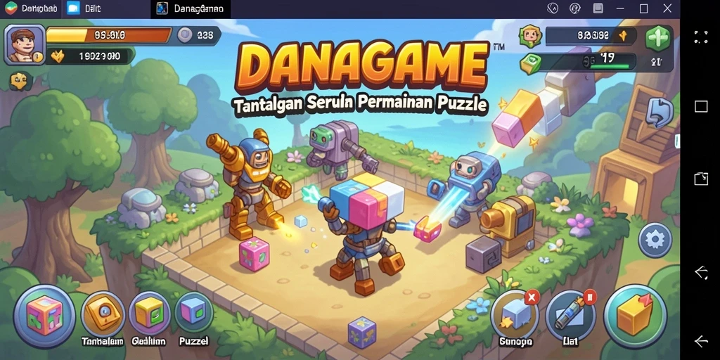 Tangkapan layar gameplay DANAGAME dengan berbagai tantangan Puzzle.
