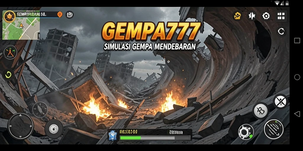 Tampilan gameplay <strong>GEMPA777</strong> yang mendebarkan dengan skenario gempa realistis.