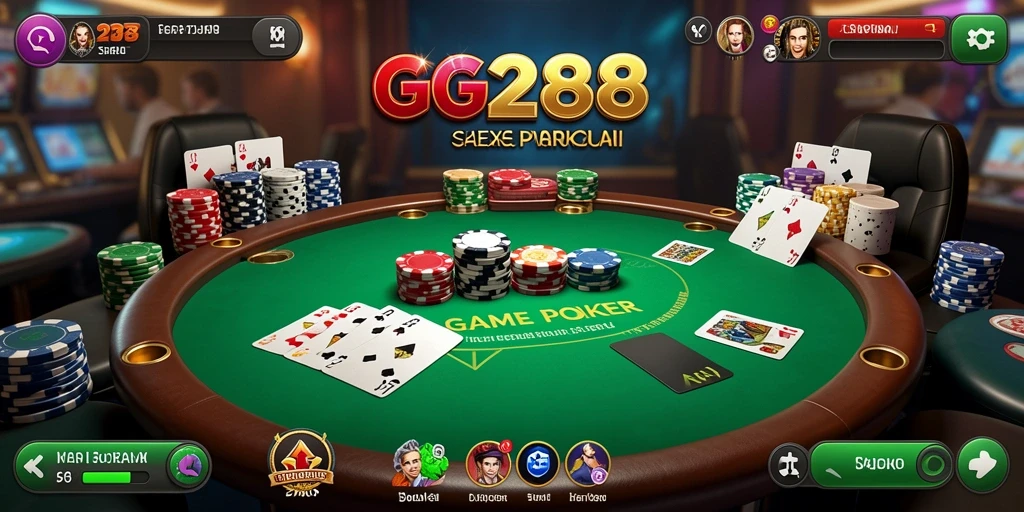 Screenshot utama GG288 menunjukkan gameplay poker yang menegangkan dan interaktif.