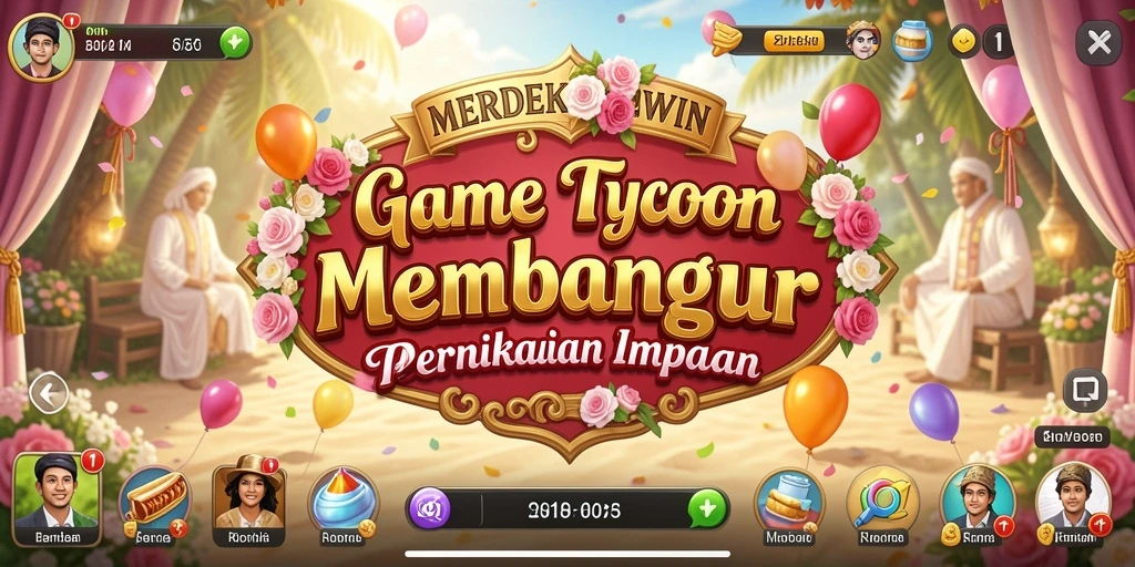 Gameplay Tycoon yang menarik dalam MERDEKAWIN, rasakan keseruan merencanakan pernikahan.