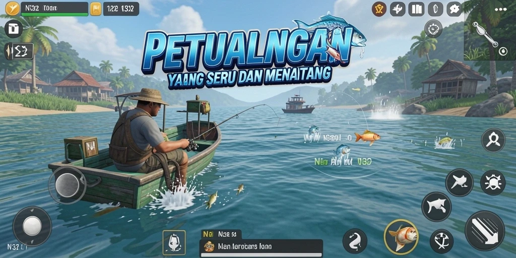 Screenshot N32 menampilkan ketegangan saat menangkap ikan besar.