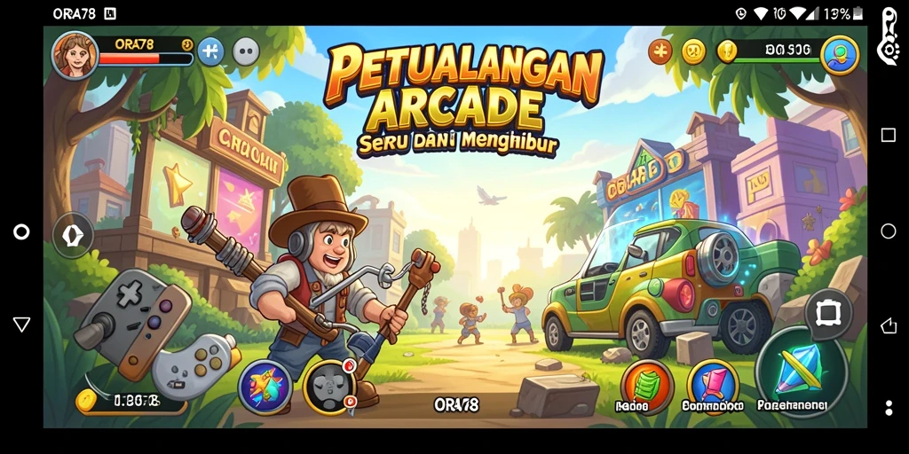 Tampilan gameplay ORA78 yang penuh warna dan seru.