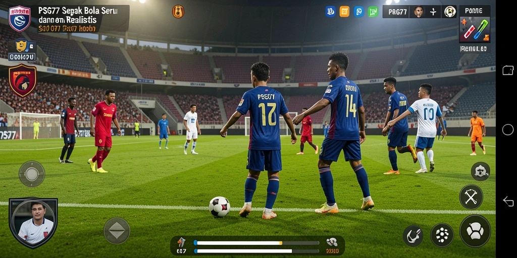 Gameplay mendebarkan dalam game sepak bola PSG77.