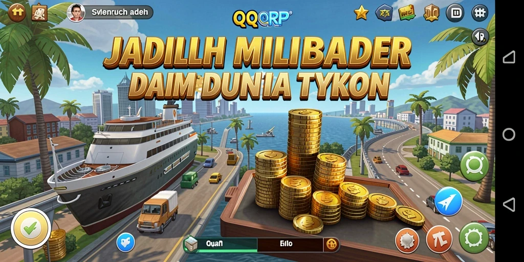 Tampilan gameplay menarik dari QQRP dengan berbagai pilihan bisnis.