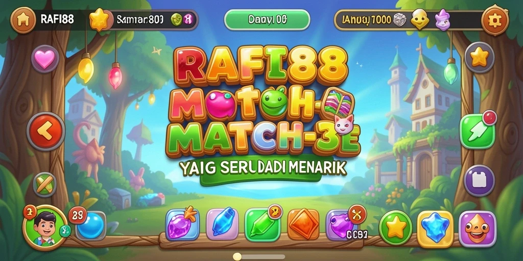 Tampilan gameplay seru di RAFI88 saat mencocokkan permata.