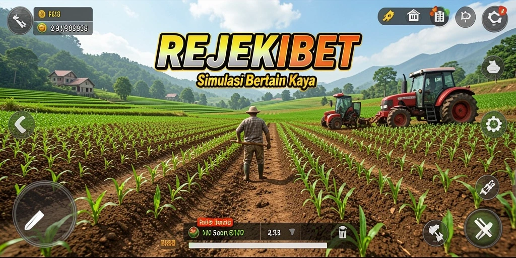 Tampilan gameplay menarik dari REJEKIBET dengan aktivitas bertani.