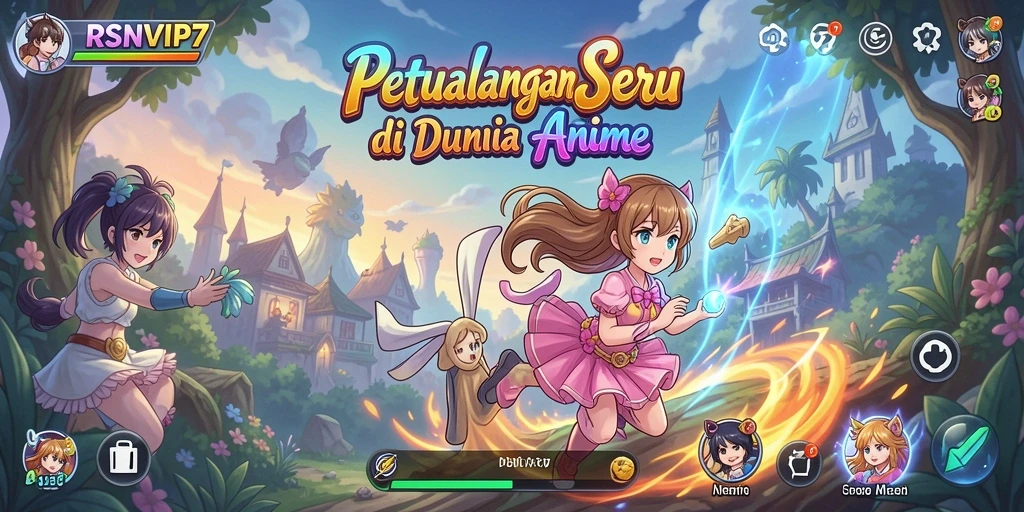 Screenshot utama RSNVIP7 yang menunjukkan aksi bertarung karakter Anime.